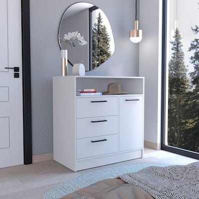 Dresser Multi-Storage Compact Unit with Spacious 3 Drawers and Cabinet