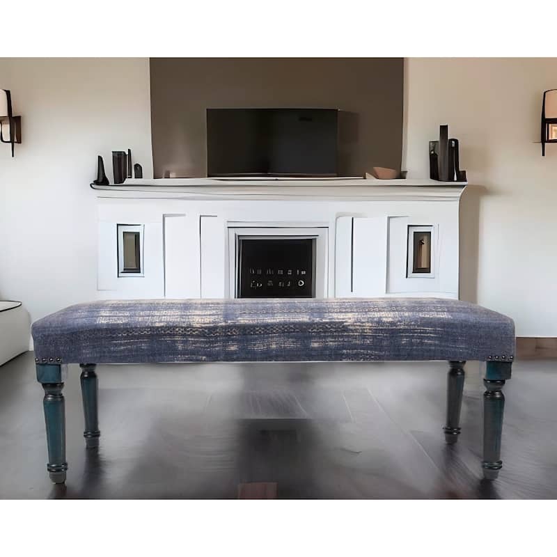 Sevita Antique Blue Indoor Bench - 3'11" x 1'4" - 3'11" x 1'4" - Grey