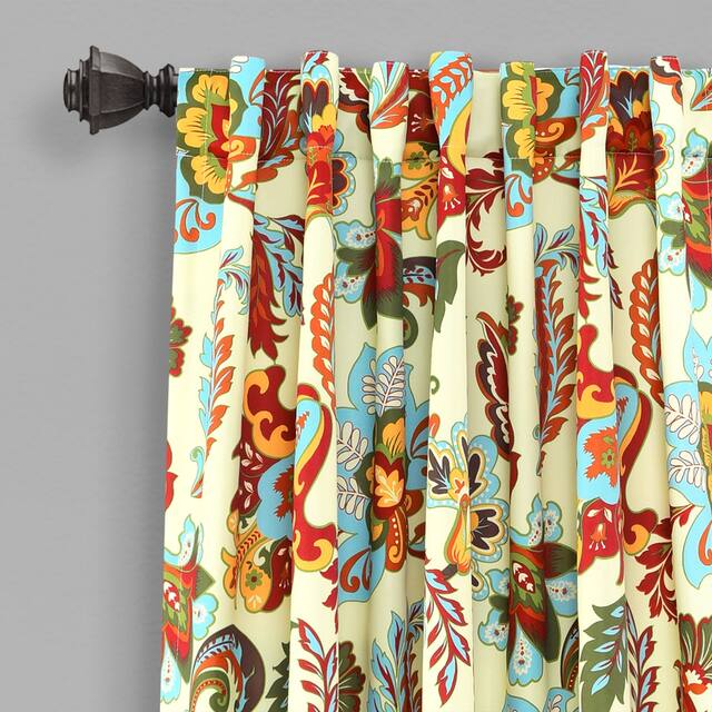 Lush Decor Zara Jacobean Room Darkening Window Curtain Panel Pair