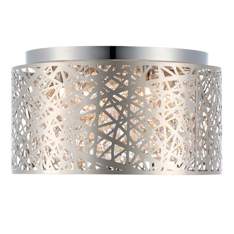 CO-Z 16-Inch Drum Flush Mount Crystal Chandelier