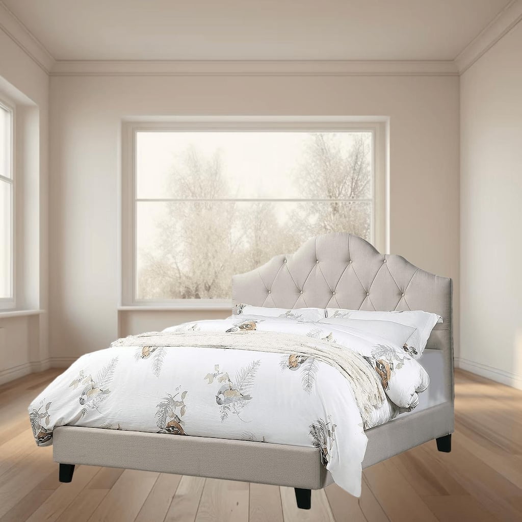 Contemporary Full Size Upholstered Platform Bed Frame with Adjustable Headboard and Button Tufting, Bedroom Furniture