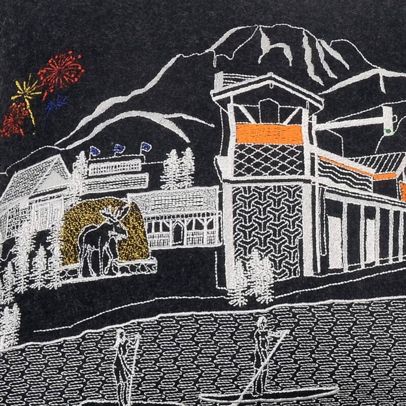 HomeRoots 25" Black Jackson Nighttime Skyline Lumbar Decorative Pillow