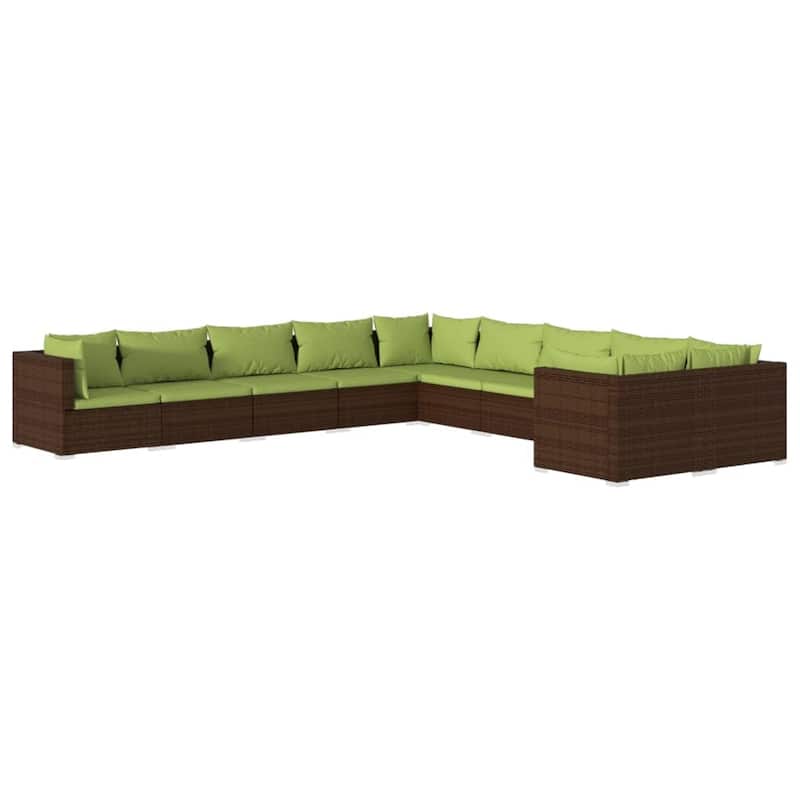 vidaXL Patio Lounge Set Outdoor Sectional Sofa Set Table Garden Poly Rattan - 27.6" x 27.6" x 23.8"