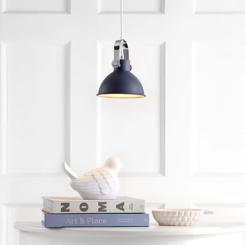 SAFAVIEH Lighting Orhideea Adjustable 1-Light Led White Pendant - 6.25"x6.25"x10-82" - 6Wx6Dx82H
