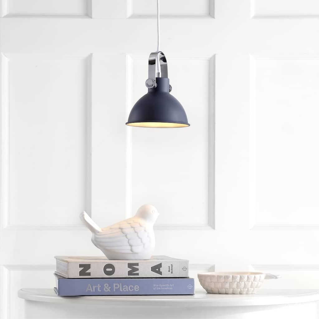 SAFAVIEH Lighting Orhideea Adjustable 1-Light Led White Pendant - 6.25"x6.25"x10-82" - 6Wx6Dx82H