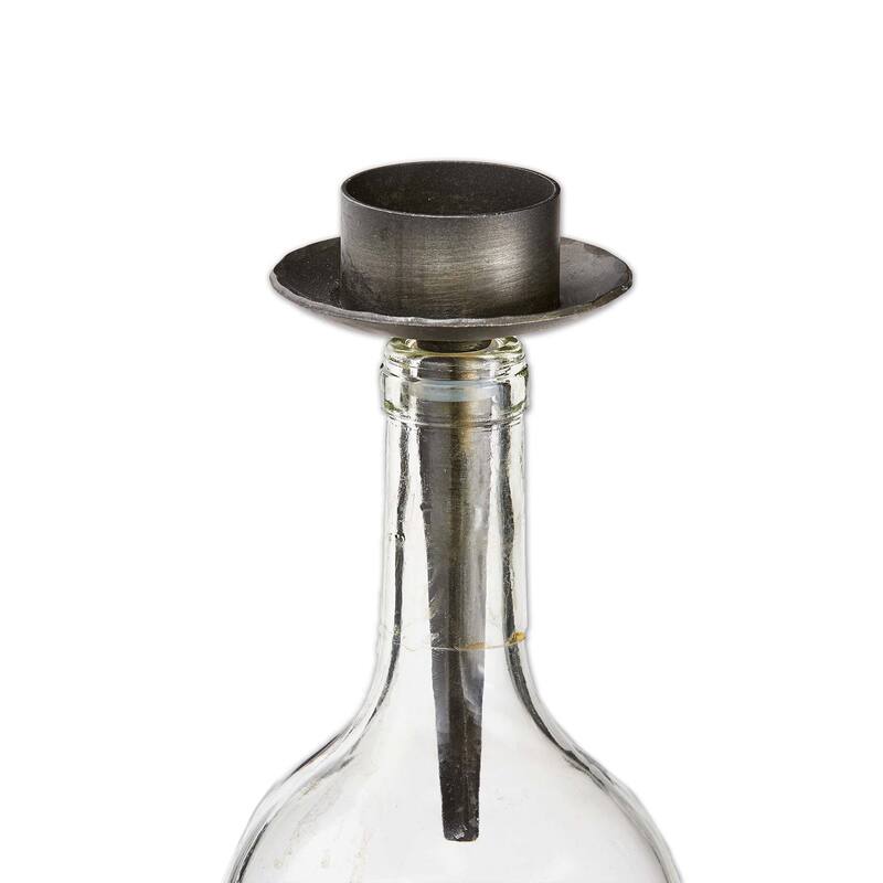 Black Iron Tealight Holder Bottle Stopper Design - Everyday Candle Holder, 5.5" H x 3" L x 3" W