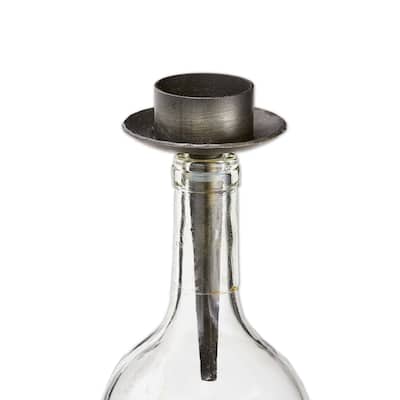Black Iron Tealight Holder Bottle Stopper Design - Everyday Candle Holder, 5.5" H x 3" L x 3" W