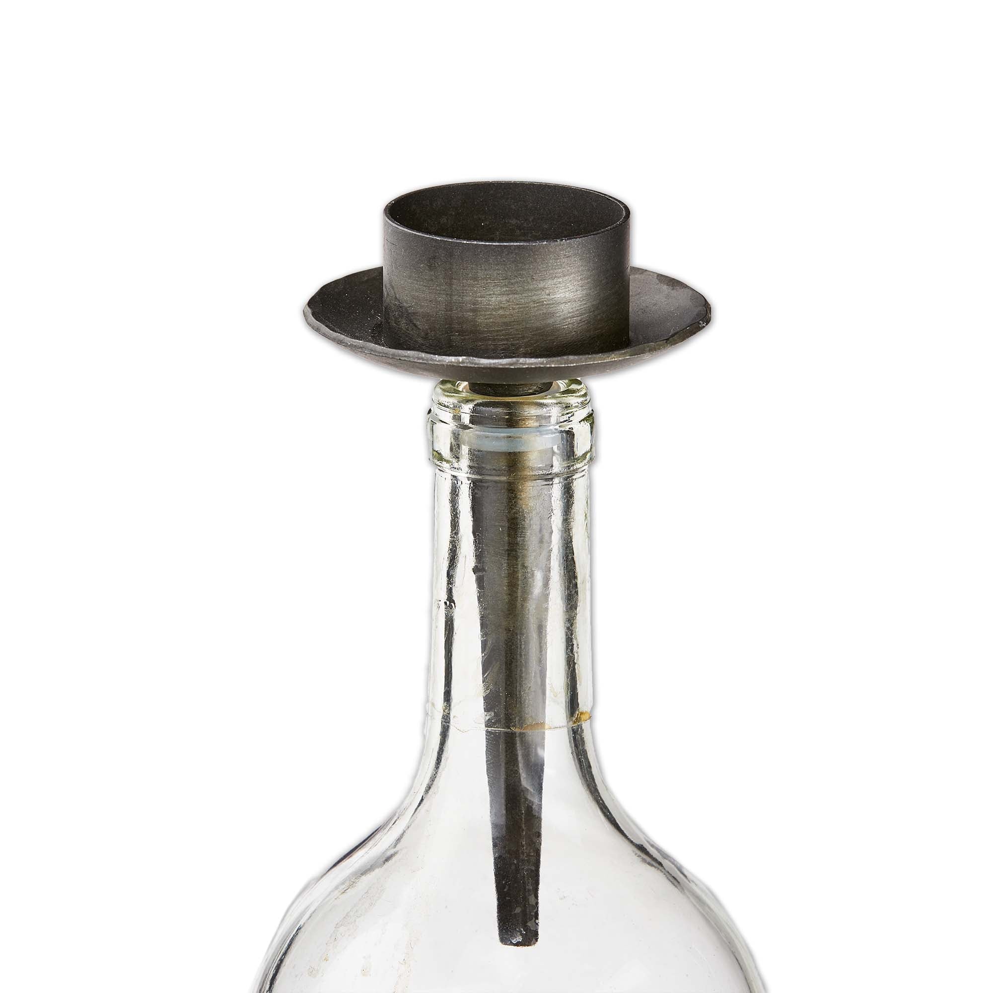 Black Iron Tealight Holder Bottle Stopper Design - Everyday Candle Holder, 5.5" H x 3" L x 3" W