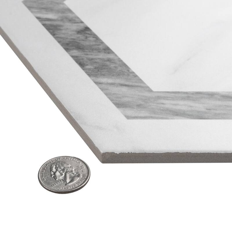 Merola Tile Marbilia Hex Venato Grey Geo with Biotech 11" x 13" Porcelain Floor and Wall Tile