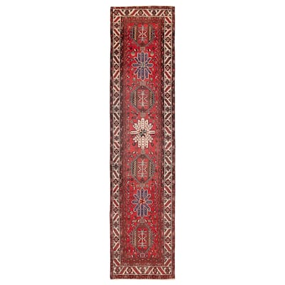 ECARPETGALLERY Hand-knotted Konya Anatolian Red Wool Rug - 3'4 x 13'9