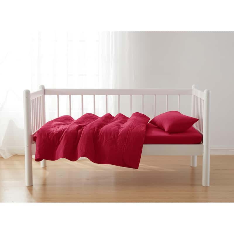 Clara Clark Ellipse Weave Toddler Bedding Set, 3PC Bedspread Set - All Season Quilted Comforter, Fitted Sheet, and Pillow Sham