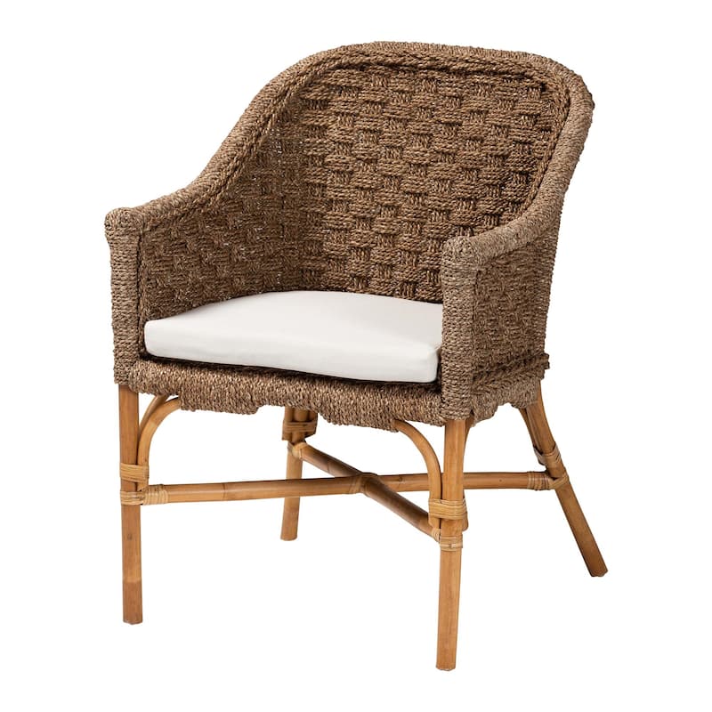 Luis Bohemian Natural Seagrass and Rattan Arm Chair - Brown