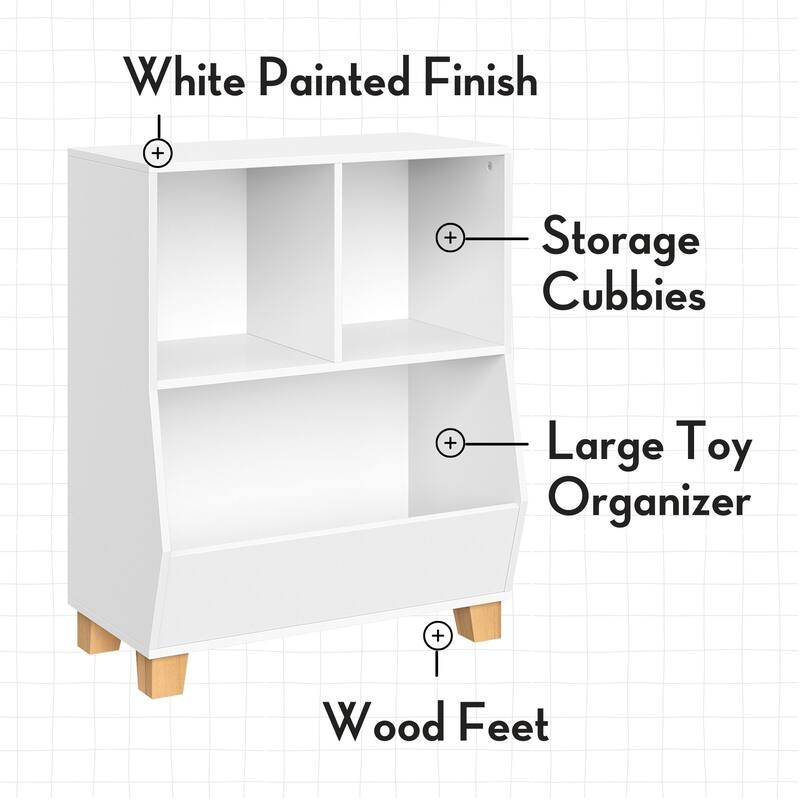RiverRidge Kids Catch-All 24in Toy Storage Organizer with 2 Cubbies and 2 Storage Compartments - with Optional Bins