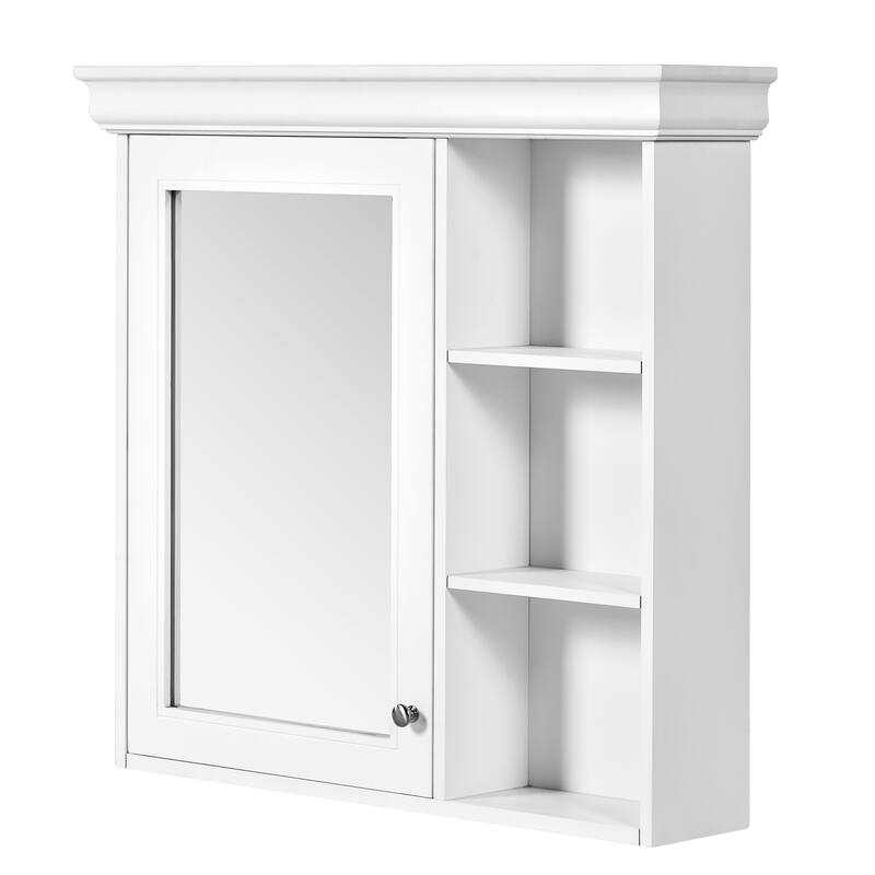 Anmytek 30 x 28 Inch White Bathroom Medicine Cabinet with Mirror, Wall Mounted Storage Organizer