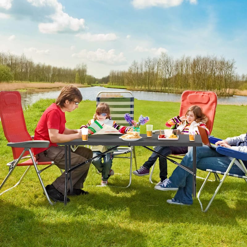 Costway 5 ft Folding Picnic Table Outdoor Dining Table with Rattan - See Details