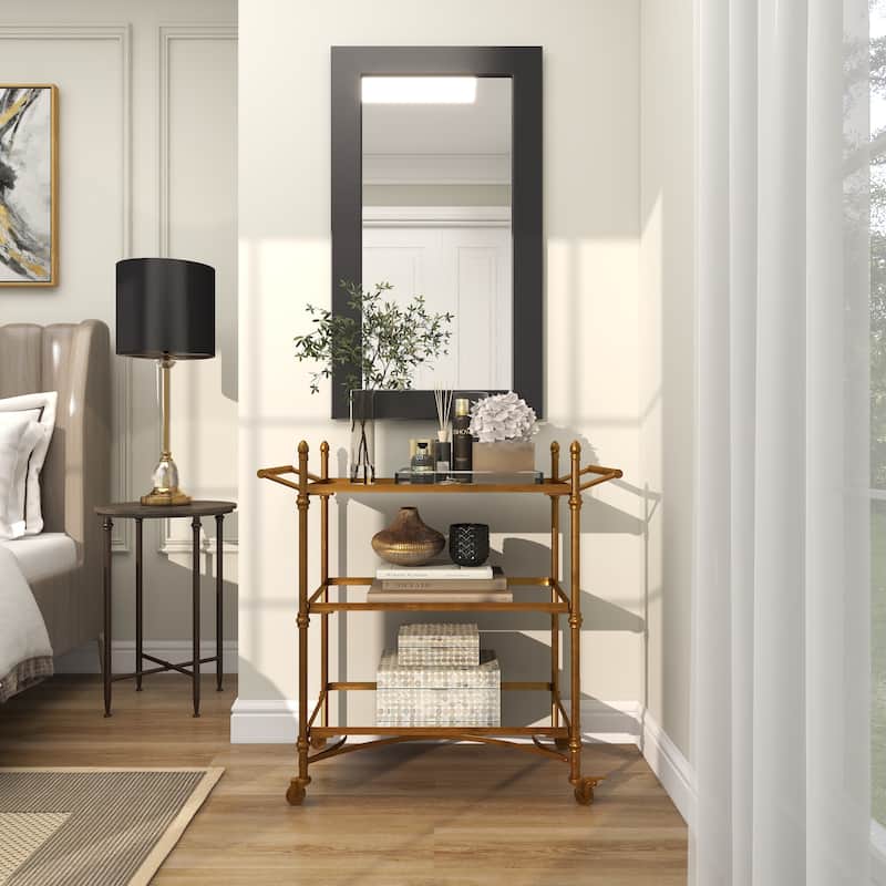 Metal Contemporary Bar Cart with Wheels