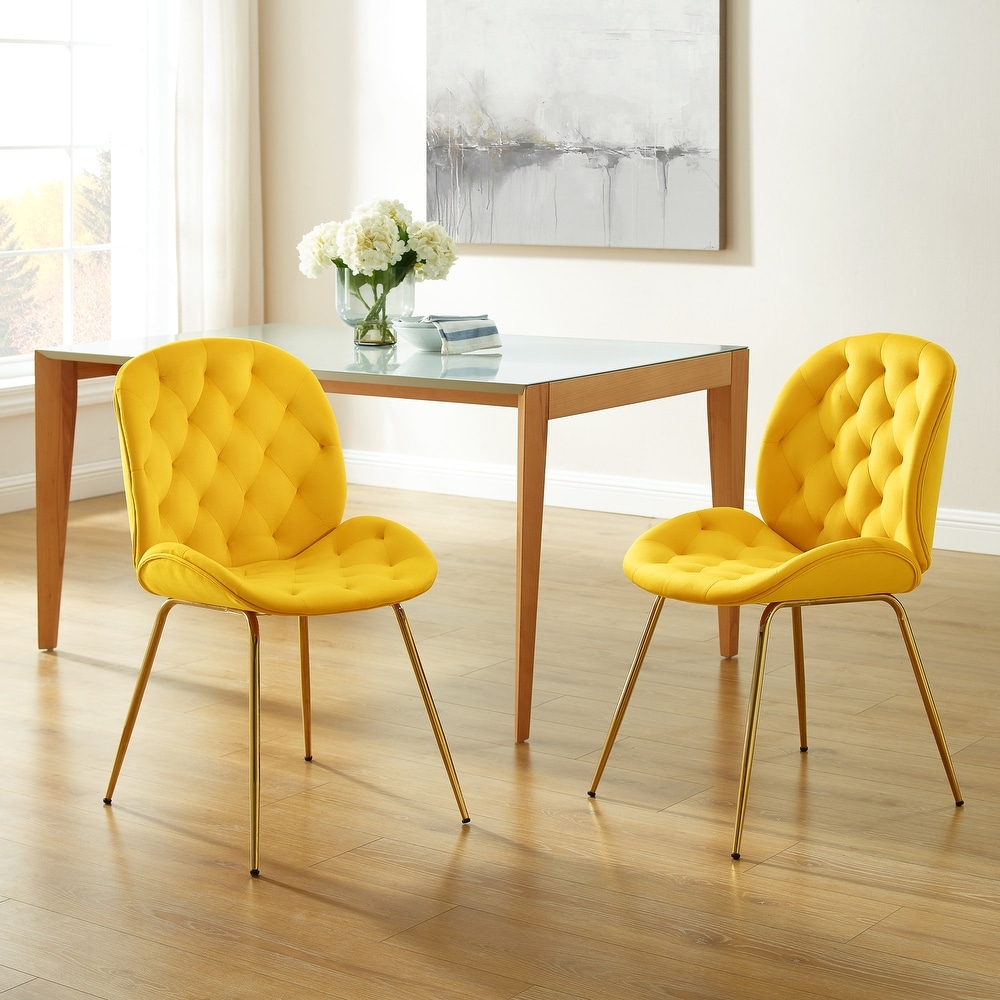Yellow velvet dining outlet chairs