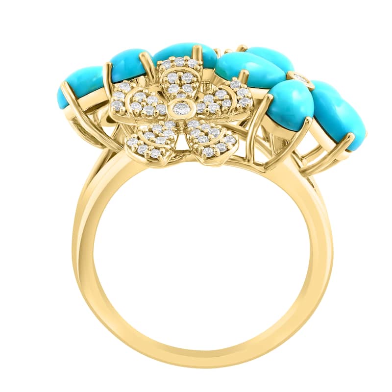 EFFY 14K Gold Diamond,Turquoise Floral Ring