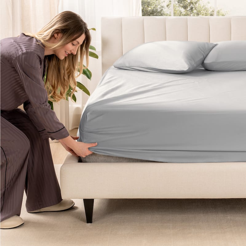Bare Home Organic Cotton Fitted Sheet - Smoth Sateen Weave