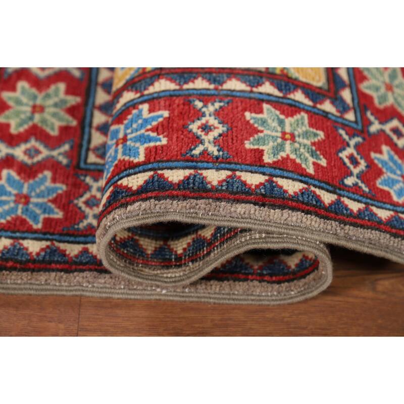 Hand Knotted Oriental 100% Wool Carpet Traditional Geometric Brown Kazak Area Rug - 3' 1'' X 2' 2''