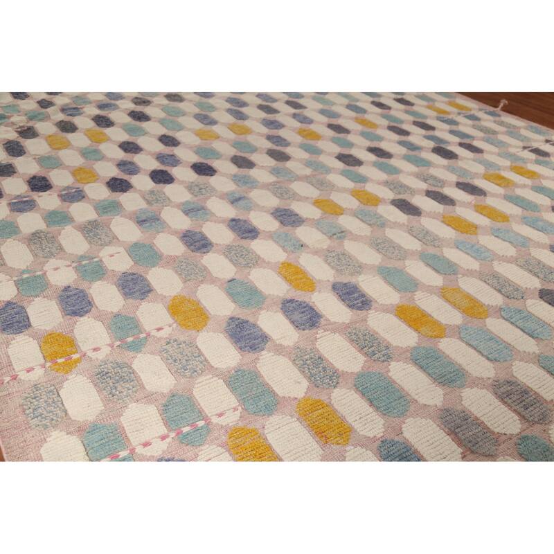 All-Over Moroccan Large Area Rug Hand-Knotted Wool Carpet - 11'7"x 16'1"