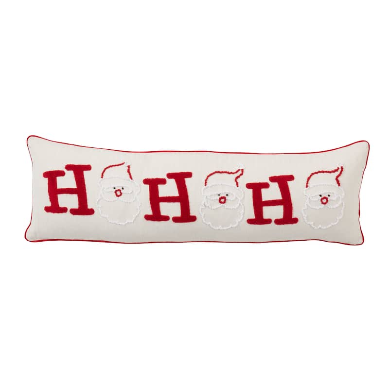 Ho Ho Ho Santa Throw Pillow - 13"x40" - Polyester - Red/White
