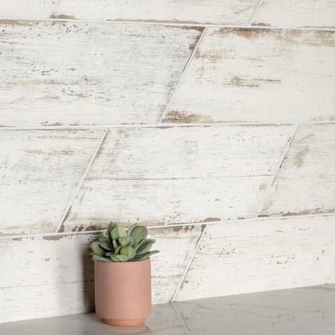 SomerTile Retro Naveta Blanc 7.13" x 16.38" Porcelain Floor and Wall Tile