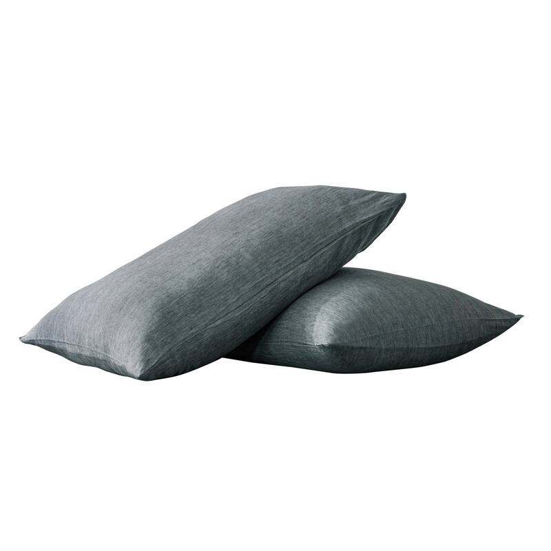 HomeRoots Set of Two Slate Gray Linen Pillowcases