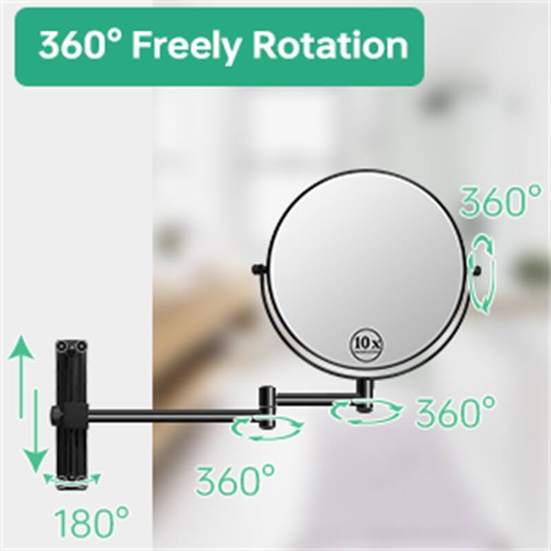 Height Adjustable 8 Inch 1x/10x Magnifying Double Sided Vanity Mirror