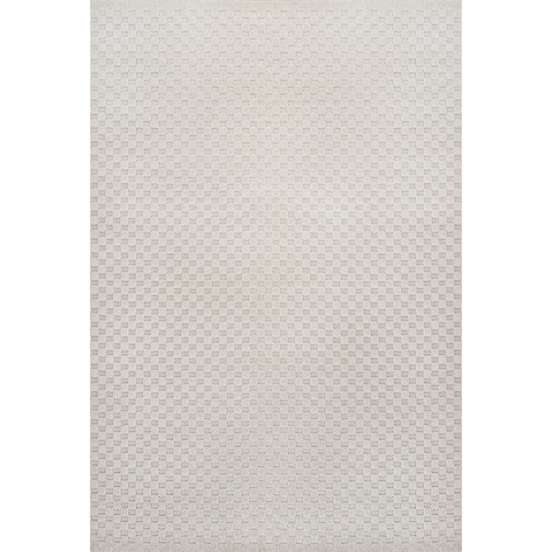 JONATHAN Y Sofia High-Low Modern Minimalist Checkered Monotone Ivory/Cream Indoor/Outdoor Rug - 4 X 6 - Ivory/Cream