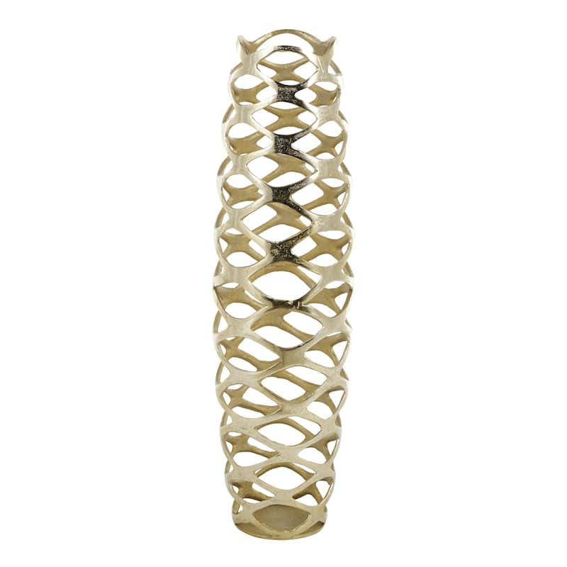 Aluminum Metal Geometric Tall Cutout Decorative Vase - Gold - Roche River Decor