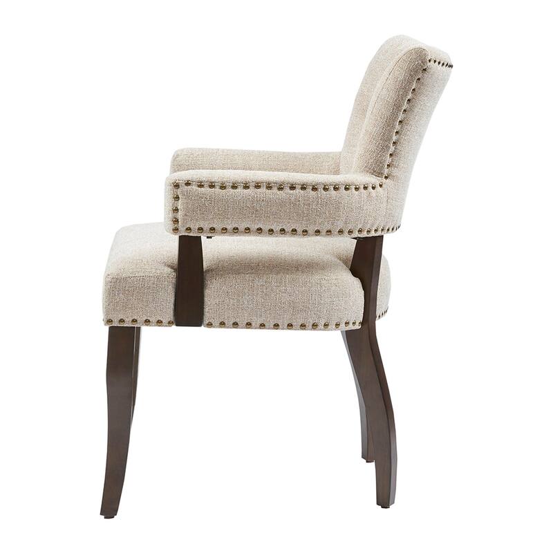 Dining Chair Set of 2, Solid Wood Frame Armchair with Nailhead Trim