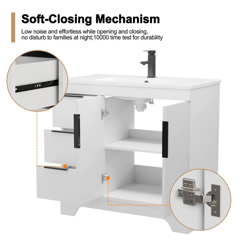 Vertical Stripes Bathroom Vanity Set with Sink Top & Faucet