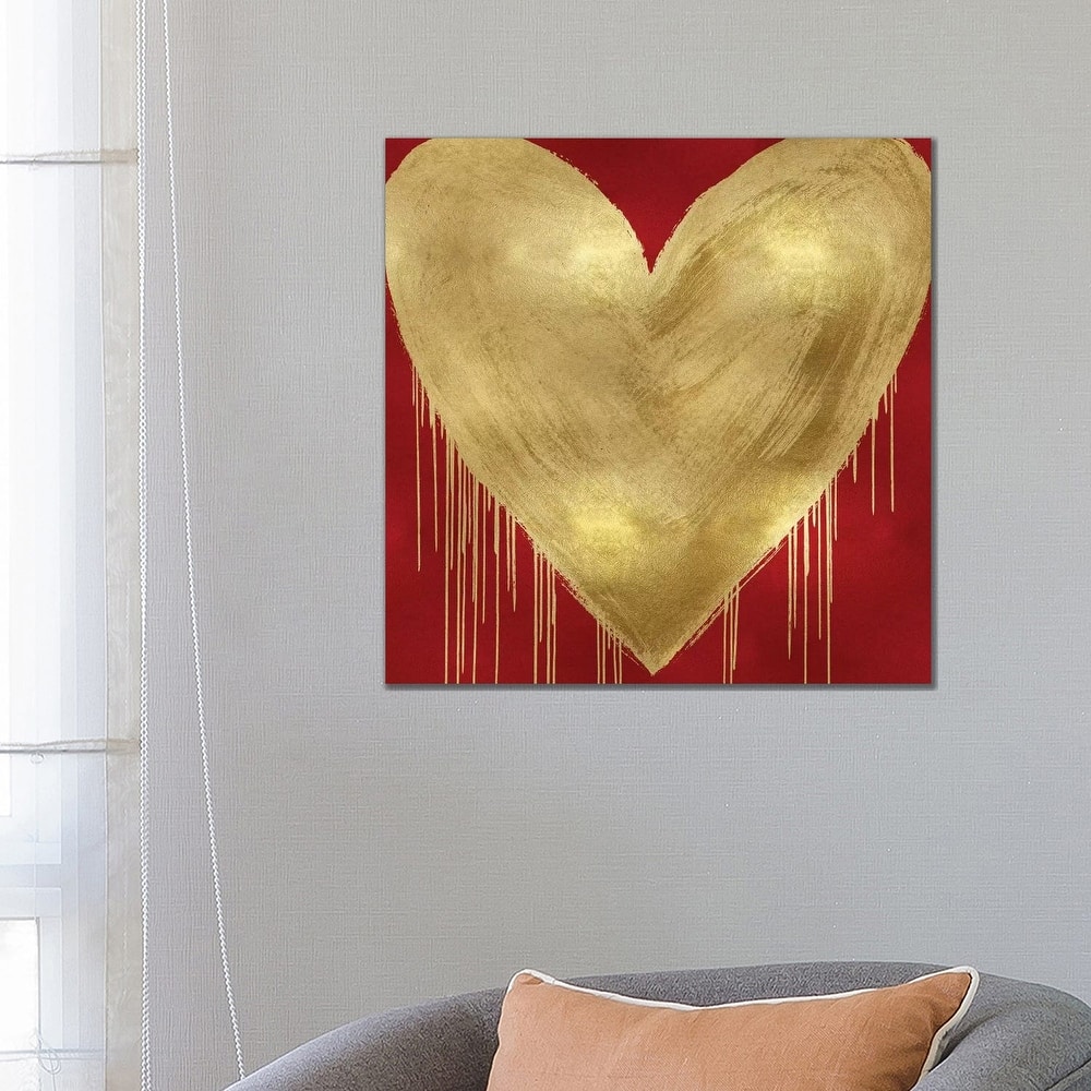 iCanvas "Big Hearted Gold on Red" by Lindsay Rodgers Canvas Print