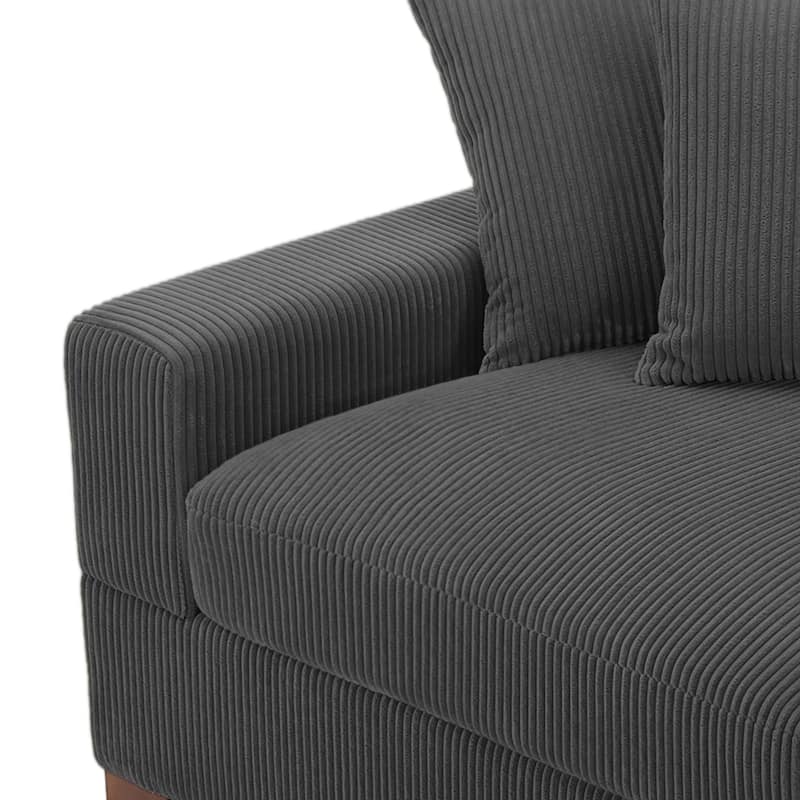 Upholstered Corduroy Modular Sectional Sofa with 2 throw pillows