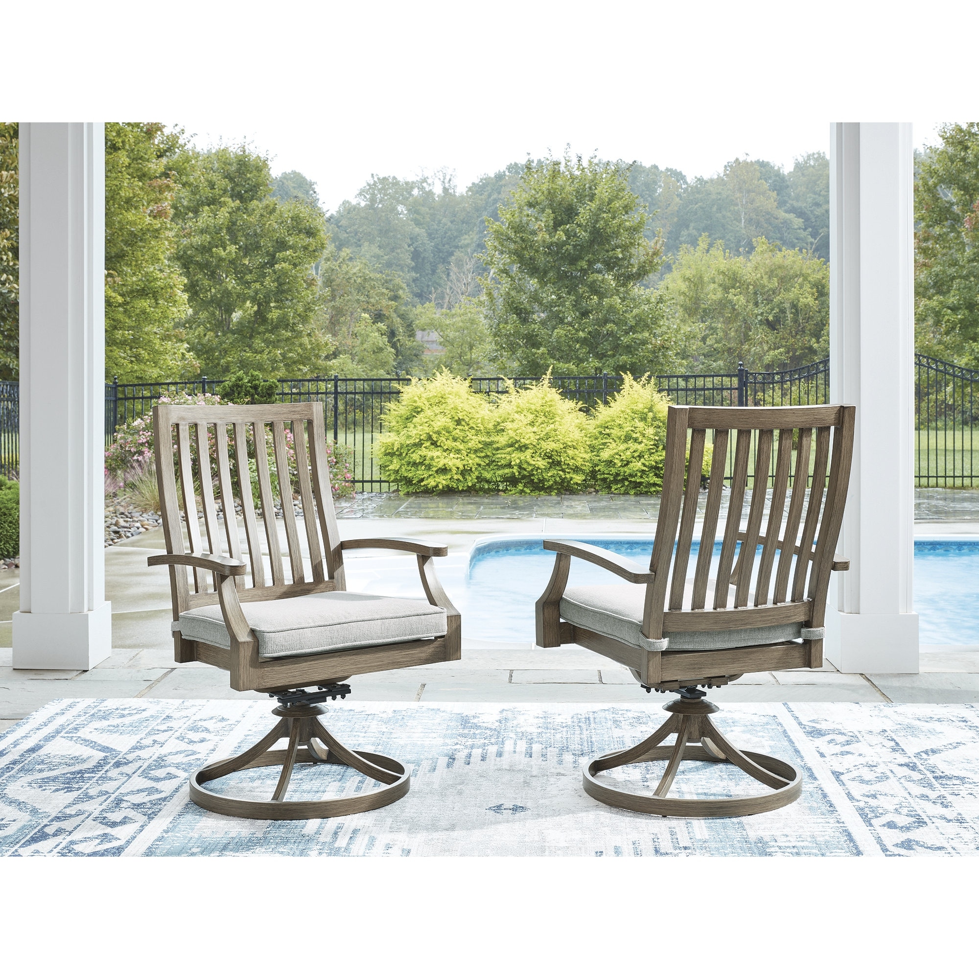Rainier Ranch Outdoor Swivel Chair (set of 2) - Brown/Beige Rainier Ranch Outdoor Swivel Chair (set of 2) - Brown/Beige