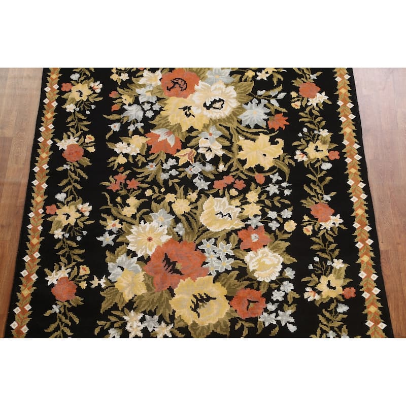 Vegetable Dye Wool/ Silk Aubusson Area Rug Hand-knotted Office Carpet - 5'9" x 8'2"