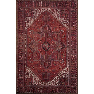 Hand Knotted Oriental 100% Wool Carpet Traditional Medallion Red Heriz Area Rug - 13' 3'' X 9' 9''
