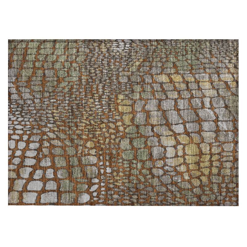 Machine Washable Indoor/ Outdoor Modern Cobble Chantille Rug