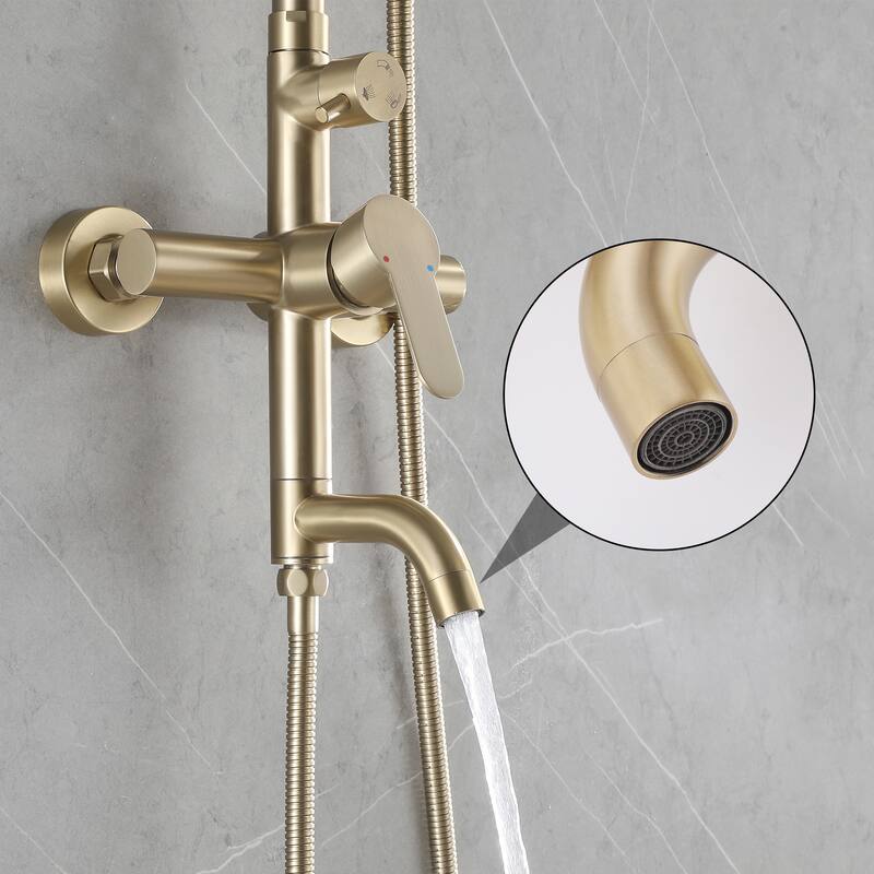 47"H 3-Function 304 Stainless Steel Wall-Mounted Outdoor Shower with Footwash