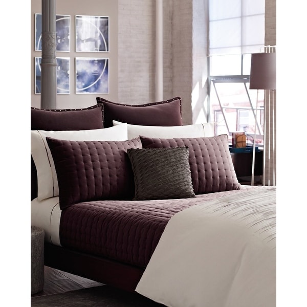 Kenneth Cole Reaction Landscape burgundy velvet Full-Queen coverlet quilt cotton