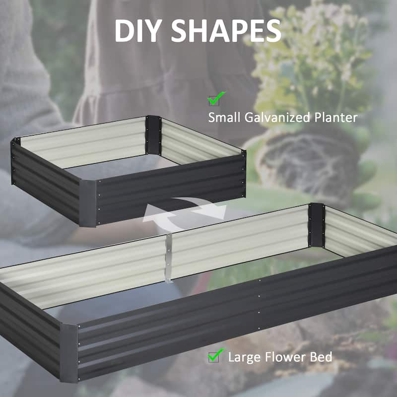 Outsunny 95" x 36" x 12" Galvanized Raised Garden Bed, Metal Elevated Planter Box, Easy DIY and Cleaning for Growing Flowers