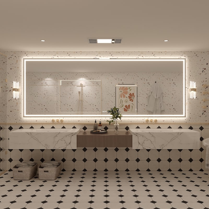 UL Certified Frameless LED Front Light and Backlit Wall Bathroom Vanity Mirror