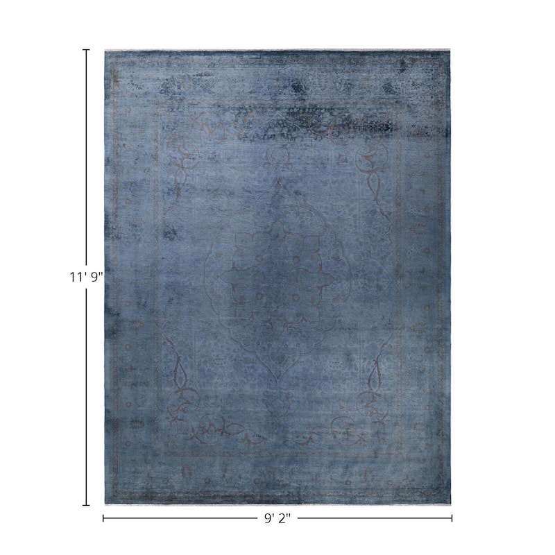 Overton Hand Knotted Wool Vintage Inspired Modern Contemporary Overdyed Gray Area Rug - 9' 2" x 11' 9"