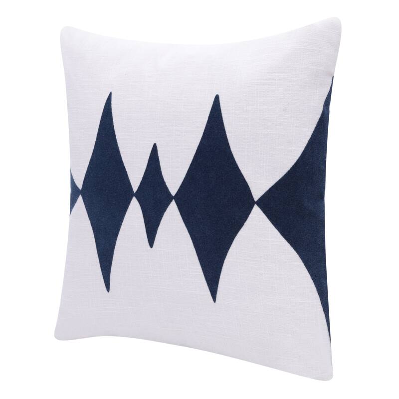 HomeRoots 20" X 20" Blue And White 100% Cotton Diamond Zippered Pillow