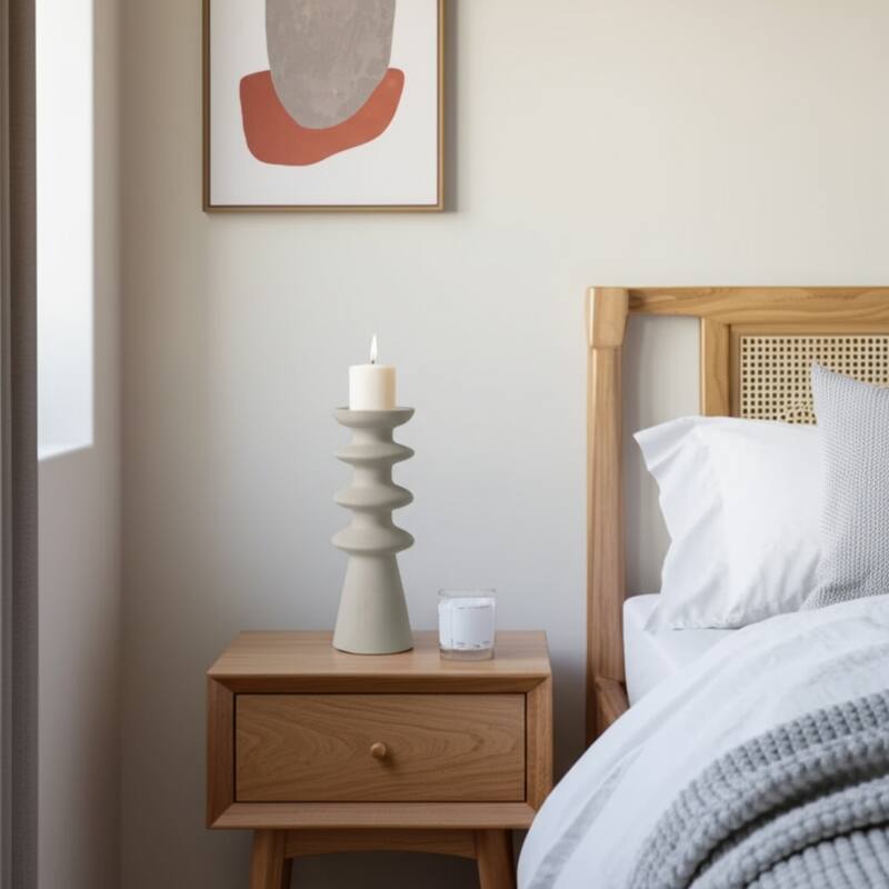 Ceramic Decorative Sculpture Modern Silhouette Geometric Design - 4.25" x 4.25" x 12.75"