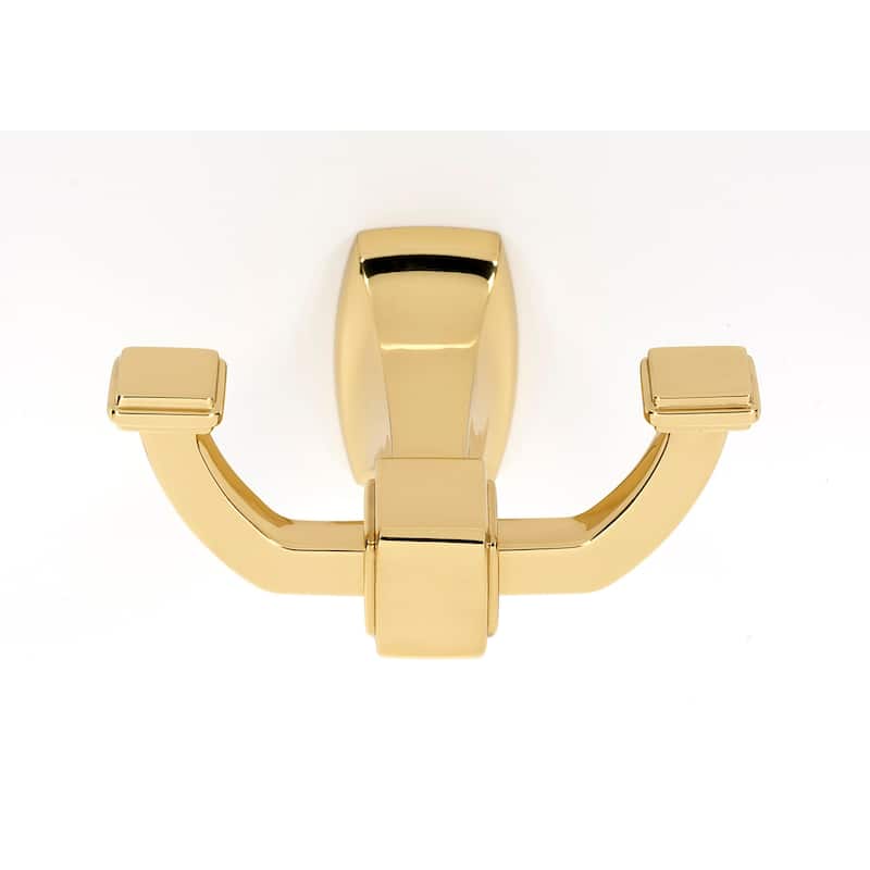 Alno Cube Double Robe Hook - Polished Brass