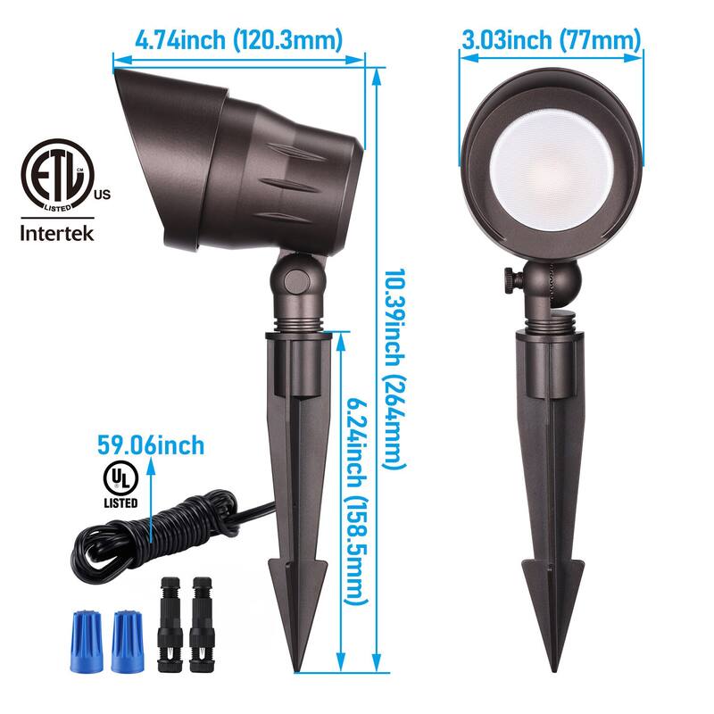 Low Voltage LED Landscape Spotlight, CRI90+ Waterproof for Outdoor Yard Bush Lighting, Bronze, 3000K Warm White