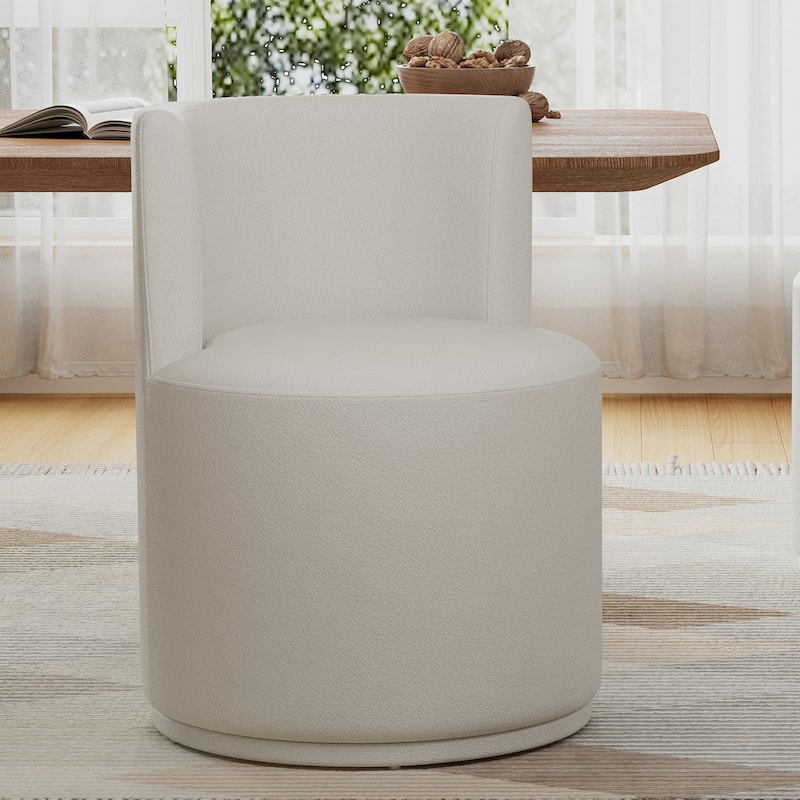 Roomfitters Modern Swivel Upholstered Side Chair for Vanity or Living Room, Beige Fabric