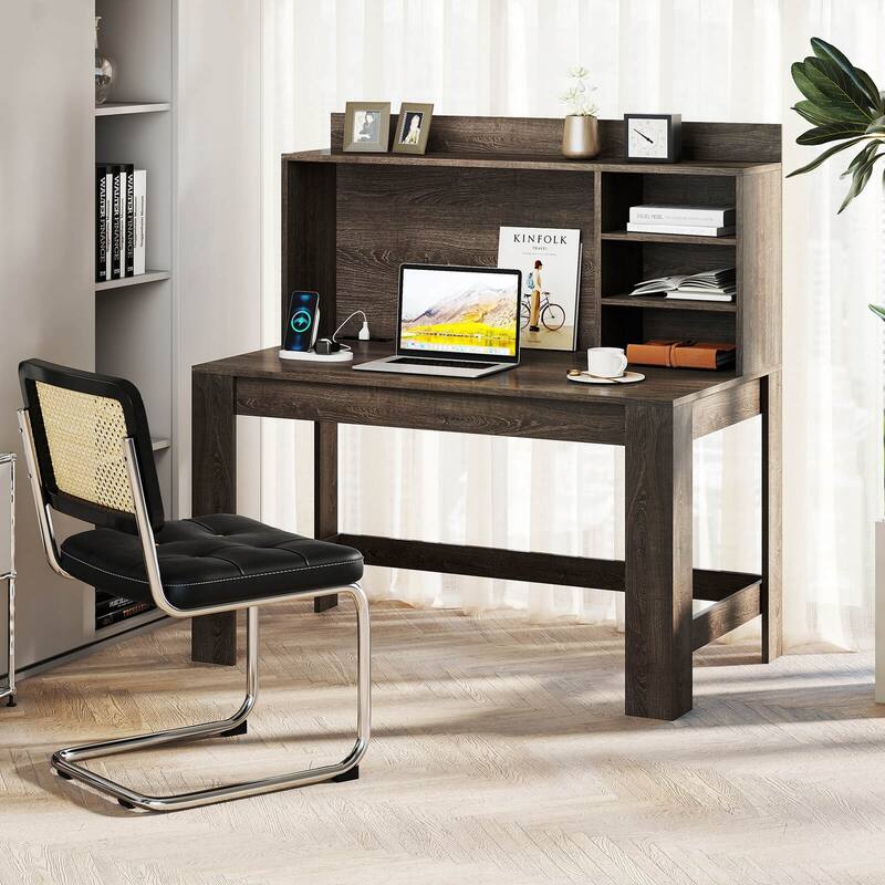 Costway Computer Desk with Hutch 2 Power Outlets USB & Type-c charging - See Details